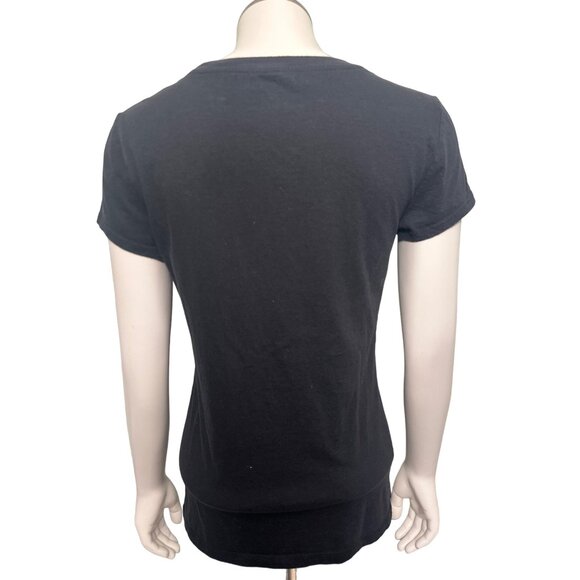 Aeropostale Black Pink Est 1987 Graphic Tee Large White Logo All Cotton - Picture 3 of 8